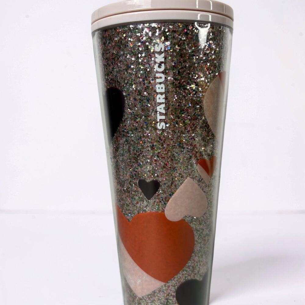Starbucks 2021 Valentines Day Glitter Hearts Sequin Tumbler Venti 24oz Cold Cup